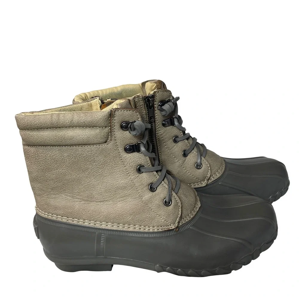 Nautica‎ Women's Waterproof Duck Boots Taupe Zip Lace Up Size 11